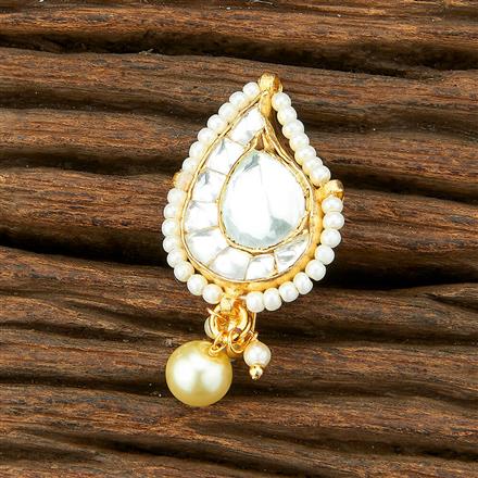 Kundan Moti Nose Ring With Gold Plating