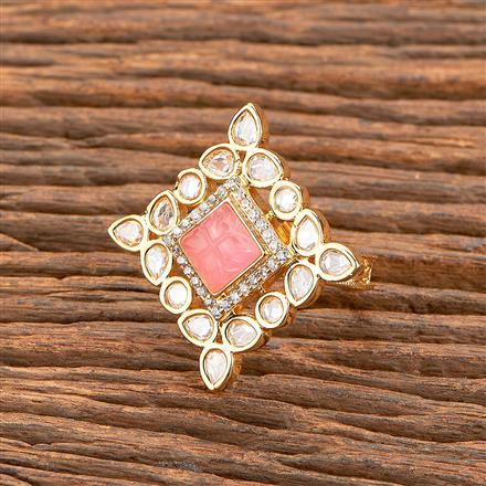 Kundan Adjustable Ring With Gold Plating