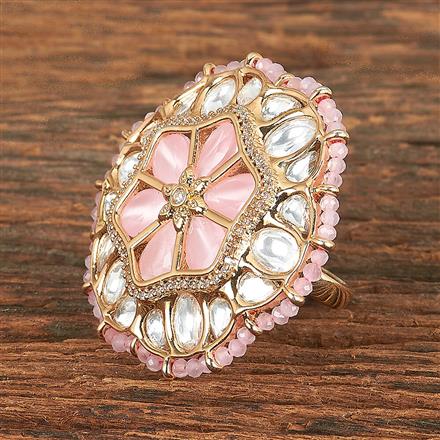 Kundan Adjustable Ring With Gold Plating