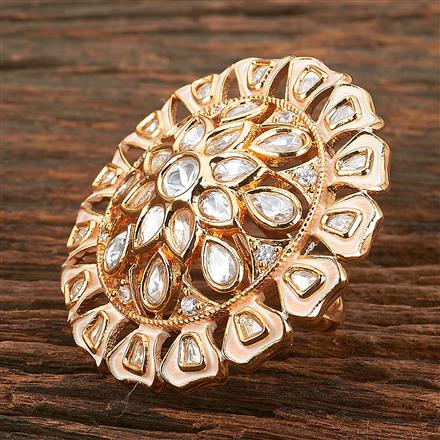 Kundan Adjustable Ring With Gold Plating