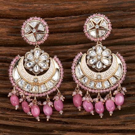 Kundan Chand Earring With Gold Plating