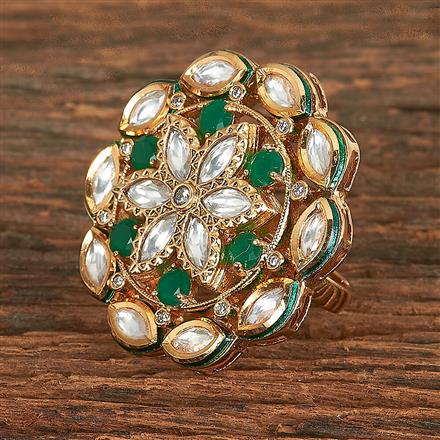 Kundan Adjustable Ring With Gold Plating