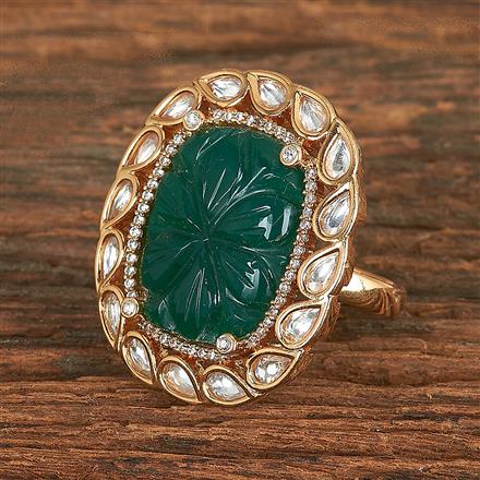 Kundan Adjustable Ring With Gold Plating