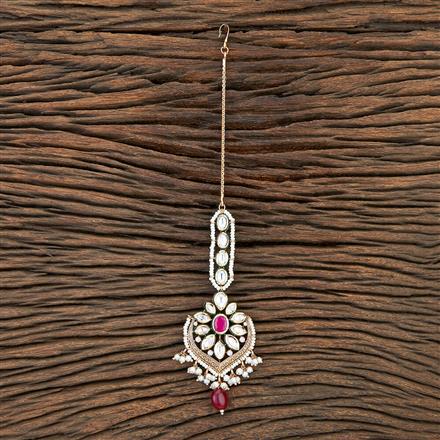 Kundan Pearl Tikka With Matte Gold Plating