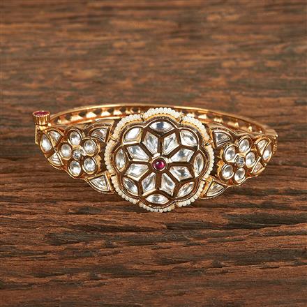 Kundan Openable Kada With Matte Gold Plating