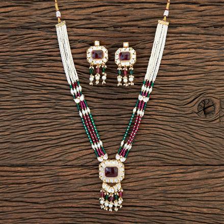 Kundan Pearl Pendant Set With Gold Plating