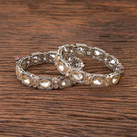 Kundan Openable Bangles With 2 Tone Plating
