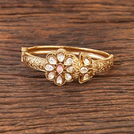 Kundan Openable Kada With Matte Gold Plating