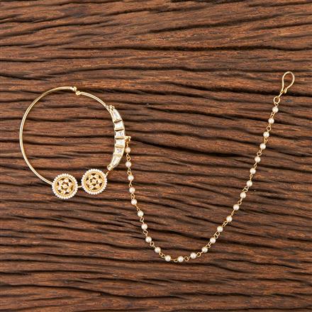 Kundan Pressing Nose Ring With Gold Plating