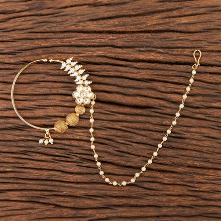 Kundan Pressing Nose Ring With Gold Plating