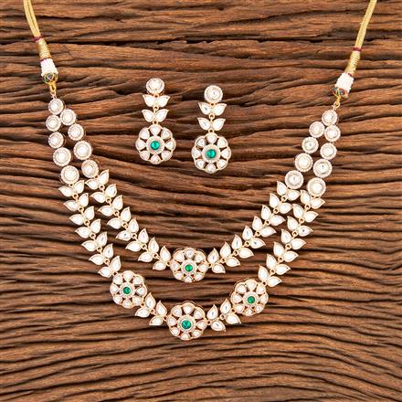 Kundan 2 Line Necklace With Rose Gold Plating