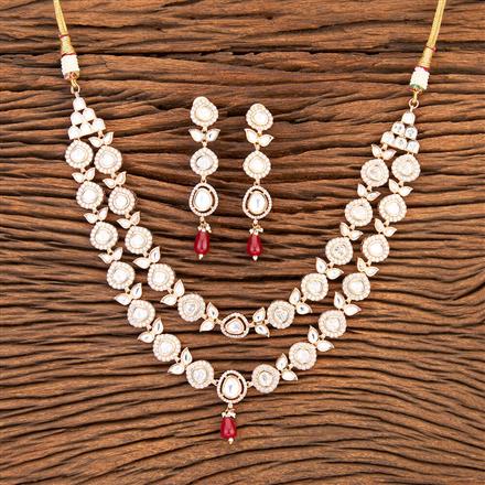 Kundan 2 Line Necklace With Rose Gold Plating