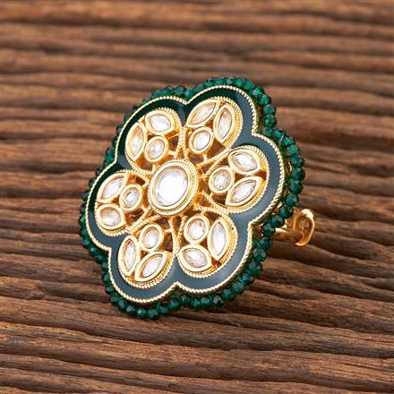 Kundan Adjustable Ring With Gold Plating