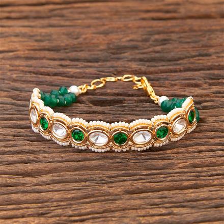 Kundan Adjustable Bracelet With Gold Plating
