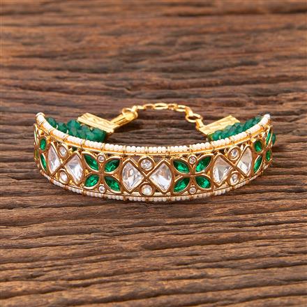 Kundan Pearl Bracelet With Gold Plating