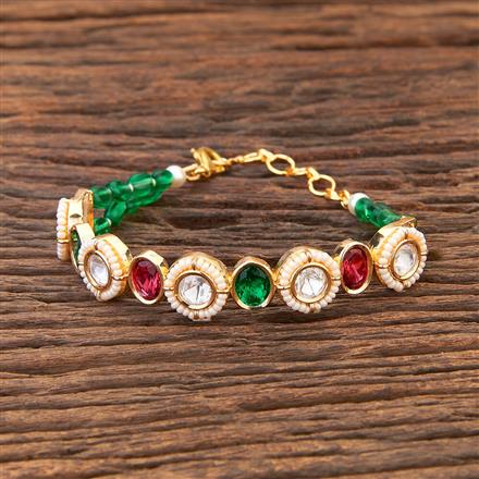 Kundan Adjustable Bracelet With Gold Plating