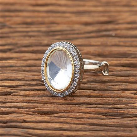 Kundan Adjustable Ring With 2 Tone Plating