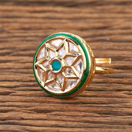 Kundan Adjustable Ring With Gold Plating
