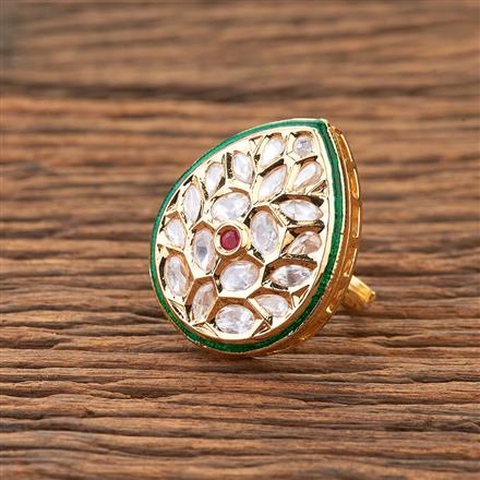 Kundan Meenakari Ring With Gold Plating