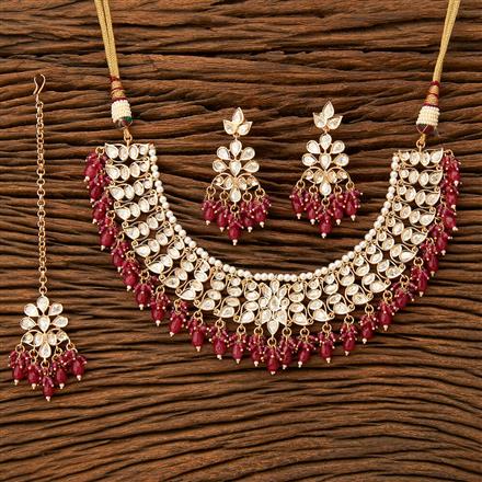 Kundan Moti Necklace With Rose Gold Plating