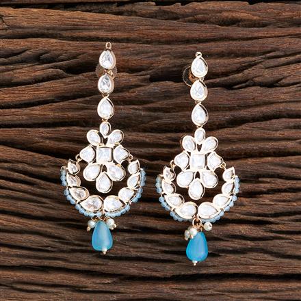 Kundan Long Earring With Rose Gold Plating
