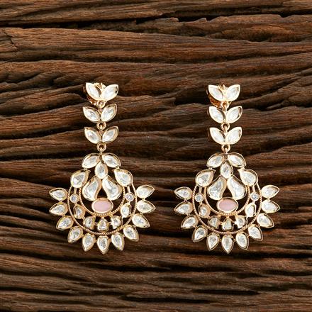 Kundan Chand Earring With Rose Gold Plating