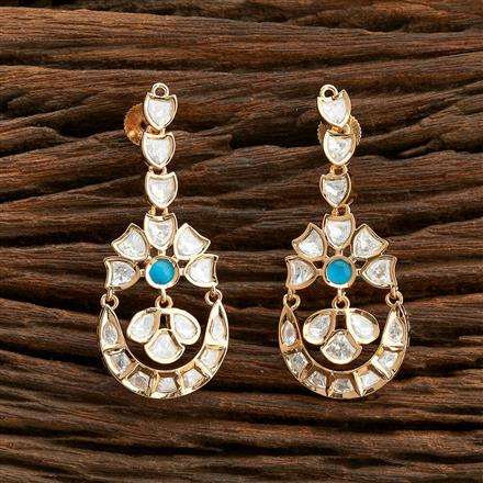 Kundan Chand Earring With Rose Gold Plating