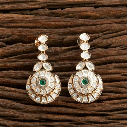 Kundan Chand Earring With Rose Gold Plating