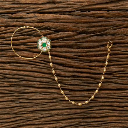 Kundan Meenakari Nose Ring With Gold Plating