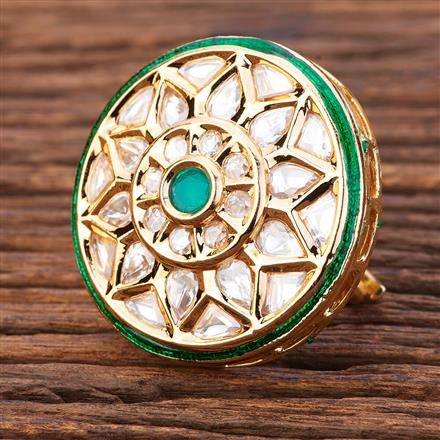Kundan Adjustable Ring With Gold Plating