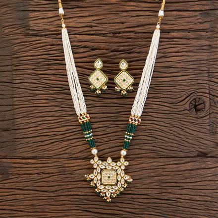 Kundan Meenakari Pendant Set With Gold Plating