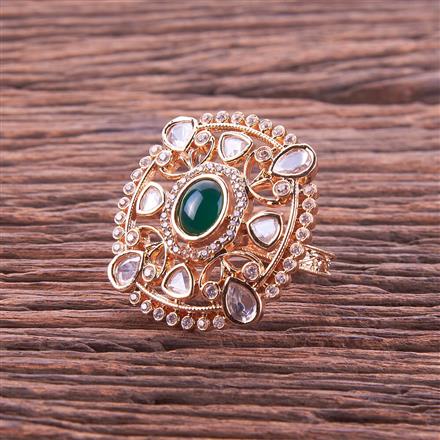 Kundan Adjustable Ring With Rose Gold Plating