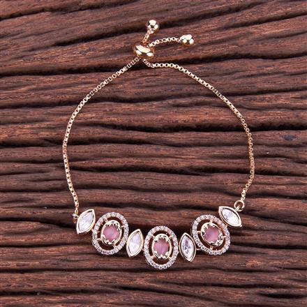 Kundan Adjustable Bracelet With Rose Gold Plating