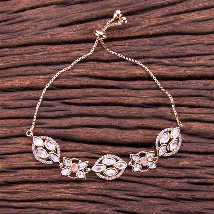 Kundan Adjustable Bracelet With Rose Gold Plating