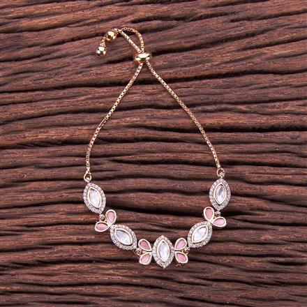 Kundan Adjustable Bracelet With Rose Gold Plating