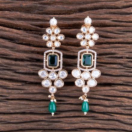 Kundan Long Earring With Rose Gold Plating