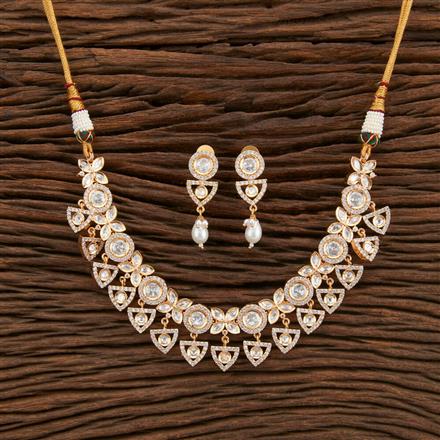 Kundan Classic Necklace With Rose Gold Plating
