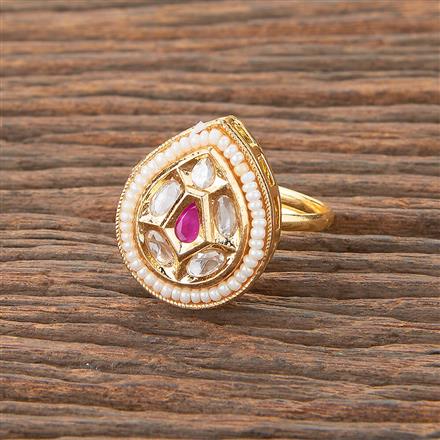 Kundan Adjustable Ring With Gold Plating