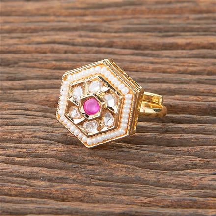 Kundan Adjustable Ring With Gold Plating