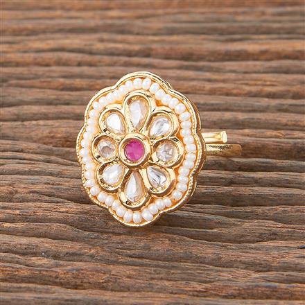 Kundan Adjustable Ring With Gold Plating