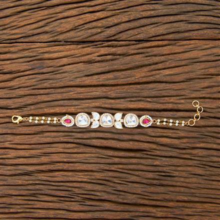 Kundan Adjustable Bracelet With Gold Plating