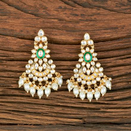 Kundan Chand Earring With Gold Plating