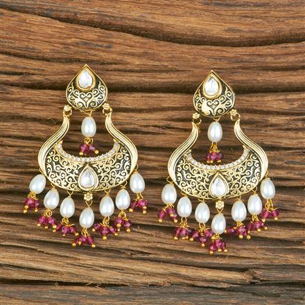 Kundan Peacock Earring With Matte Gold Plating