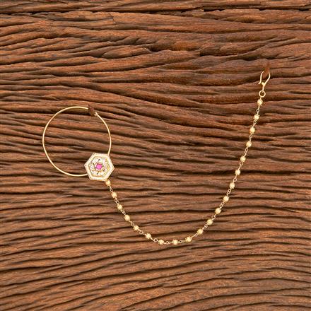 Kundan Pearl Nose Ring With Gold Plating