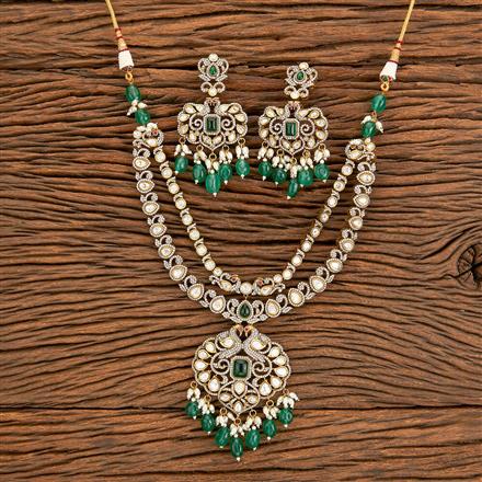 Kundan 2 Line Necklace With Mehndi Plating