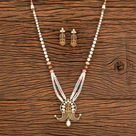 Kundan Temple Pendant Set With Mehndi Plating