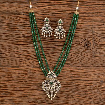 Kundan Peacock Pendant Set With Mehndi Plating
