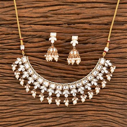 Kundan Moti Necklace With Rose Gold Plating