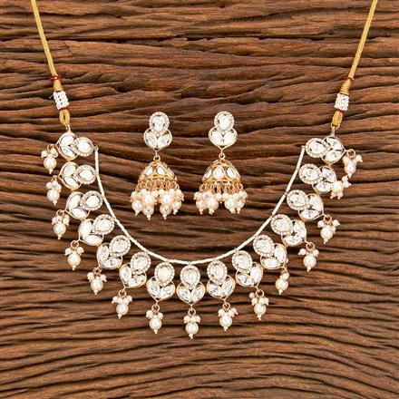 Kundan Pearl Necklace With Rose Gold Plating