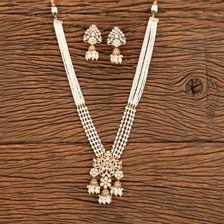 Kundan Moti Pendant Set With Rose Gold Plating